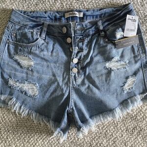 Charlotte Russe Blue Distressed Denim Shorts